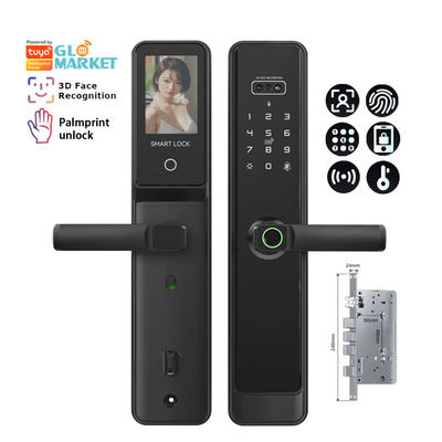 Glomarket Tuya Wifi Smart Lock Fermeture en aluminium porte en bois Reconnaissance faciale d'empreintes de paumes Biométrique empreinte digitale de doigts Fermeture intelligente
