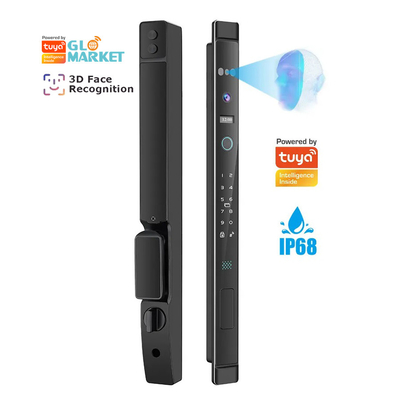 Glomarket reconnaissance faciale 3D Tuya Wifi Fermeture de porte coulissante en aluminium Fermeture à glissière imperméable à l'eau Impression digitale intelligente Fermeture de porte en verre