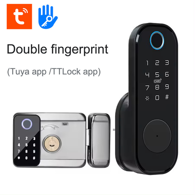 Glomarket Appartement Tuya Fermeture de porte intelligente Anti-vol Numérique Mot de passe Ttlock App Contrôle Porte double Smart Rim Fermeture d'empreintes digitales