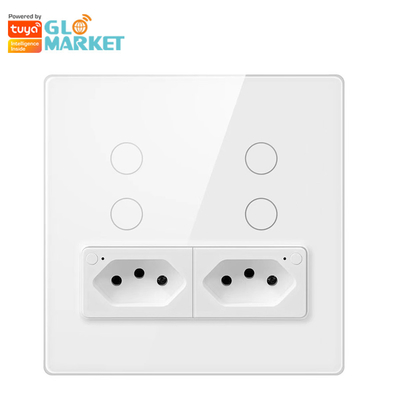 Glomarket Smart Wifi Brésil Standard Smart Home Tuya Smart 4 Gang Switch et prise Wifi Smart Socket fonctionne avec Alexa