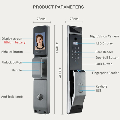 Glomarket Tuya Wifi reconnaissance faciale Smart Door Lock avec caméra