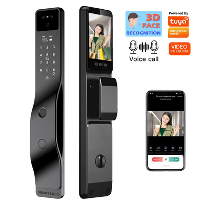 Fermeture de porte intelligente noire avec reconnaissance faciale et interphone