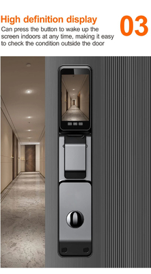 Fermeture de porte intelligente noire avec reconnaissance faciale et interphone