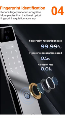 Fermeture de porte intelligente noire avec reconnaissance faciale et interphone