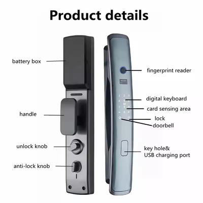 Glomarket Smart Tuya Fi Fermeture de porte automatique Alarme empreinte digitale Smart APP clé numérique mot de passe Sécurité verrouillage automatique