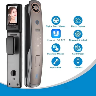Glomarket 3d reconnaissance faciale Smart Door Lock avec caméra empreinte digitale serrures de sécurité entièrement automatiques