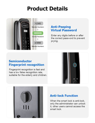Glomarket Fermeture de porte entièrement automatique Tuya Wifi Fermeture de porte intelligente Contrôle de téléphone portable Frontière digitale Mot de passe Fermeture intelligente avec caméra