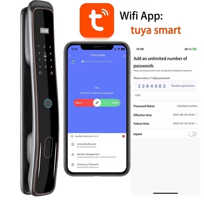 Glomarket Fermeture de porte entièrement automatique Tuya Wifi Fermeture de porte intelligente Contrôle de téléphone portable Frontière digitale Mot de passe Fermeture intelligente avec caméra