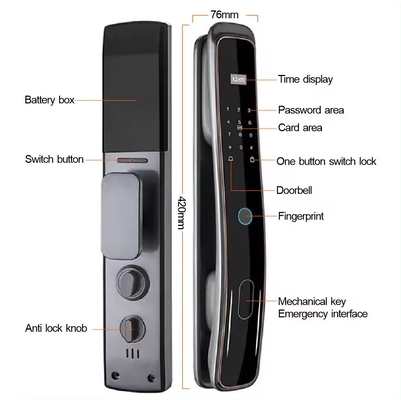 Glomarket Fermeture de porte entièrement automatique Tuya Wifi Fermeture de porte intelligente Contrôle de téléphone portable Frontière digitale Mot de passe Fermeture intelligente avec caméra