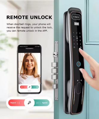 Glomarket Fermeture de porte entièrement automatique Tuya Wifi Fermeture de porte intelligente Contrôle de téléphone portable Frontière digitale Mot de passe Fermeture intelligente avec caméra