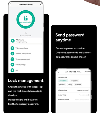 Glomarket Tuya Wifi Smart Lock Fermeture en aluminium porte en bois Reconnaissance faciale d'empreintes de paumes Biométrique empreinte digitale de doigts Fermeture intelligente