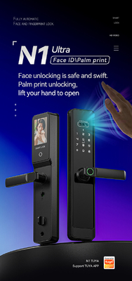 Glomarket Tuya Wifi Smart Lock Fermeture en aluminium porte en bois Reconnaissance faciale d'empreintes de paumes Biométrique empreinte digitale de doigts Fermeture intelligente