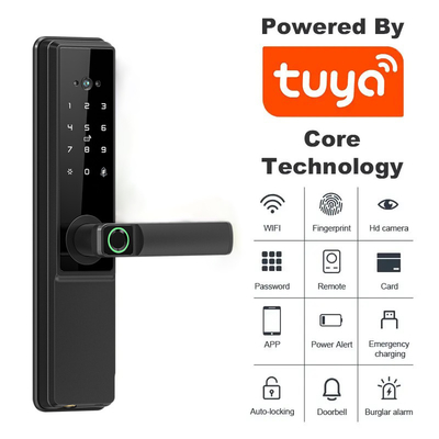 Glomarket Tuya Wifi Smart Door Lock avec Cat Eye Verrouillage numérique Porte électronique d'empreintes digitales maison intelligente
