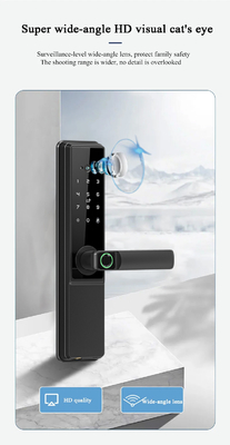 Glomarket Tuya Wifi Smart Door Lock avec Cat Eye Verrouillage numérique Porte électronique d'empreintes digitales maison intelligente