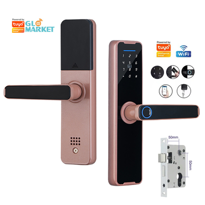 Glomarket Wifi Tuya Fermeture de porte intelligente d'aluminium empreinte digitale mot de passe carte clé déverrouillage Biométrique numérique Smart Lock