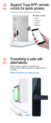 Glomarket Wifi Tuya Fermeture de porte intelligente d'aluminium empreinte digitale mot de passe carte clé déverrouillage Biométrique numérique Smart Lock