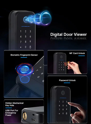 Glomarket Wifi Biométrique électronique Tuya App Remote Smart Lock Smart Empreinte digitale Fermeture de porte avec œil de chat
