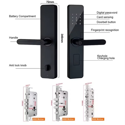 Glomarket Appartement à domicile Tuya Smart WiFi Verrouillage de porte numérique téléphone APP télécommande Sécurité d'empreinte digitale Verrouillage de porte intelligent