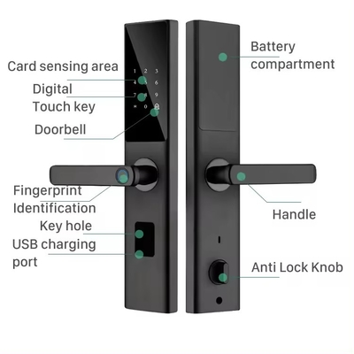 Glomarket Tuya Smart WiFi Code de verrouillage de porte numérique RFID Carte à puce Smartphone App Déverrouilleur d'empreintes digitales biométriques Verrouilleur intelligent
