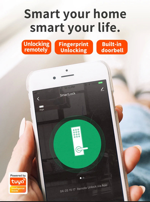 Glomarket Tuya Smart WiFi Code de verrouillage de porte numérique RFID Carte à puce Smartphone App Déverrouilleur d'empreintes digitales biométriques Verrouilleur intelligent