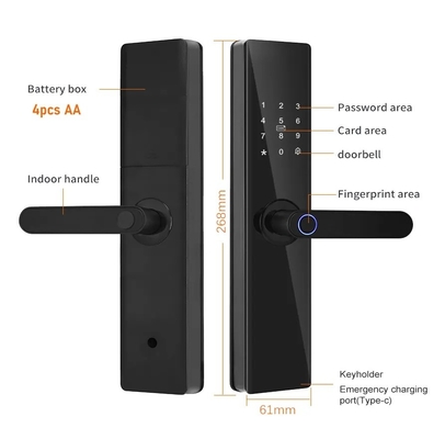 Glomarket Tuya TTlock empreinte digitale mot de passe Appartement Chambre à la maison Cerraduras Inteligentes Sécurité Smart Fermeture de porte en bois