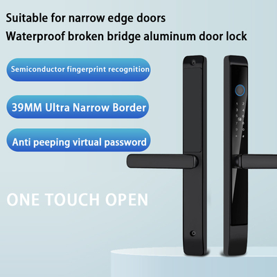 Glomarket Fermeture de porte coulissante en aluminium extérieur poignée numérique verrouillage électronique empreinte digitale Tuya Fermetures intelligentes étanches