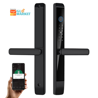 Glomarket Fermeture de porte coulissante en aluminium extérieur poignée numérique verrouillage électronique empreinte digitale Tuya Fermetures intelligentes étanches