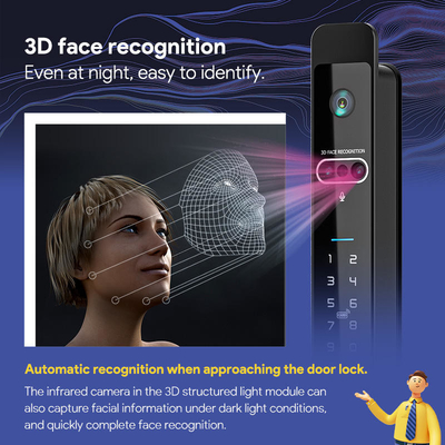 Glomarket Tuya 3d Face Cerradura Intelligente Caméra Wifi électrique automatique Imprimante digitale de doigts Verrouillage de porte intelligente