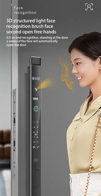 Glomarket reconnaissance faciale 3D Tuya Wifi Fermeture de porte coulissante en aluminium Fermeture à glissière imperméable à l'eau Impression digitale intelligente Fermeture de porte en verre