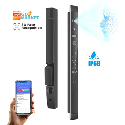 Glomarket Fermeture automatique 3D avec caméra de sécurité Biométrique porte coulissante d'empreintes digitales Tuya Fermeture de porte intelligente