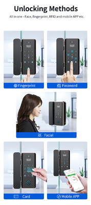 Glomarket Wifi Tuya App Remote Control Smart Impression digitale Fermeture de porte en verre Carte de verrouillage Mot de passe Face déverrouillage Pour pousser Porte coulissante