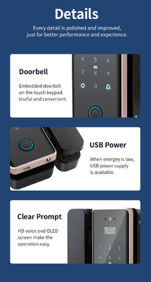 Glomarket Wifi Tuya App Remote Control Smart Impression digitale Fermeture de porte en verre Carte de verrouillage Mot de passe Face déverrouillage Pour pousser Porte coulissante