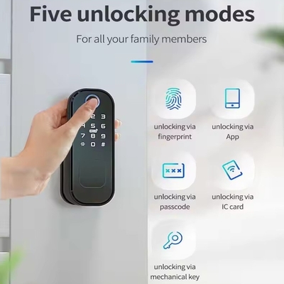 Glomarket Smart Home étanche à l'eau Smart Electric Rim Lock avec Tuya APP Control WIFI Porte de porte extérieure Smart Lock empreinte digitale