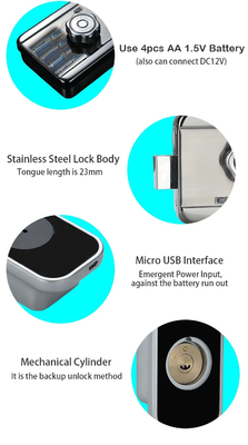 Glomarket Appartement Tuya Fermeture de porte intelligente Anti-vol Numérique Mot de passe Ttlock App Contrôle Porte double Smart Rim Fermeture d'empreintes digitales