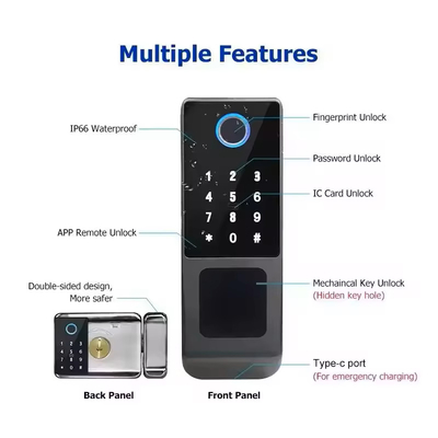 Glomarket Tuya étanche à l'eau numérique TTLock Déverrouillage à distance Double-faces d'empreintes digitales Smart Lock