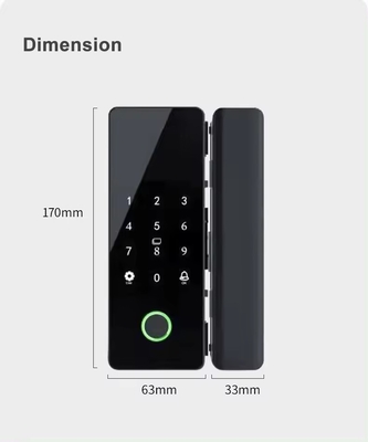 Glomarket Tuya Fermeture de porte en verre intelligente Biométrique d'empreintes digitales BLE Fermeture électronique intelligente Pour bureau Porte en verre