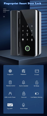 Glomarket Tuya Fermeture de porte en verre intelligente Biométrique d'empreintes digitales BLE Fermeture électronique intelligente Pour bureau Porte en verre
