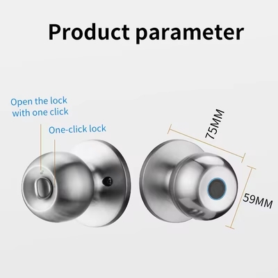 Glomarket en gros Fermeture à bouton à bille ronde intelligente sans clé Smart Door Handle Lock Tuya App Control Fermeture à porte à empreinte digitale intelligente