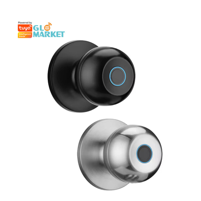 Glomarket en gros Fermeture à bouton à bille ronde intelligente sans clé Smart Door Handle Lock Tuya App Control Fermeture à porte à empreinte digitale intelligente
