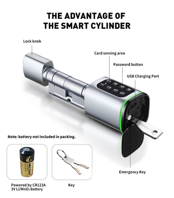 Glomarket Tuya Ttlock Fermeture de porte numérique sans clé Smart Lock Cylindre combinaison mot de passe et carte Fermeture électronique Cylindres Smart Lock