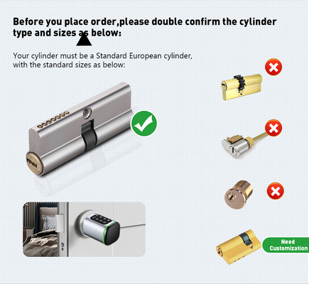 Glomarket Tuya Ttlock Fermeture de porte numérique sans clé Smart Lock Cylindre combinaison mot de passe et carte Fermeture électronique Cylindres Smart Lock