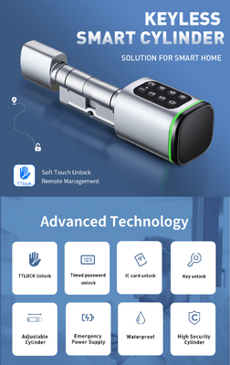 Glomarket Tuya Ttlock Fermeture de porte numérique sans clé Smart Lock Cylindre combinaison mot de passe et carte Fermeture électronique Cylindres Smart Lock