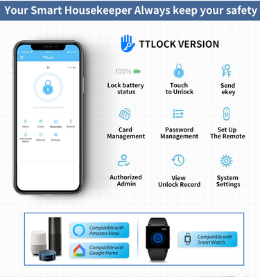 Glomarket Tuya Ttlock Fermeture de porte numérique sans clé Smart Lock Cylindre combinaison mot de passe et carte Fermeture électronique Cylindres Smart Lock