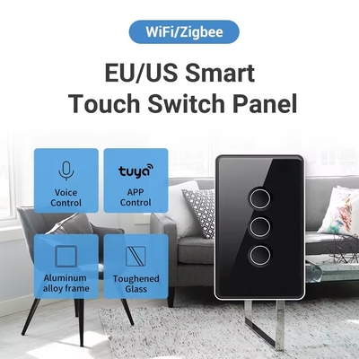 Tuya US Wifi /Zigbee verre trempé bouton concave tactile commutateur de lumière 1/2/3/4 Gang Wifi Wall