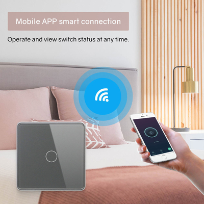 Glomarket Smart UE/Royaume-Uni 1-4Gang Wall Switch WIFI/Zigbee Panneau en verre Commutateur lumineux Tuya Commutateur intelligent avec Google Alexa