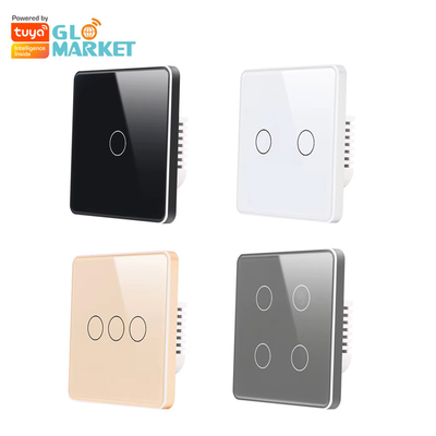 Glomarket Smart UE/Royaume-Uni 1-4Gang Wall Switch WIFI/Zigbee Panneau en verre Commutateur lumineux Tuya Commutateur intelligent avec Google Alexa