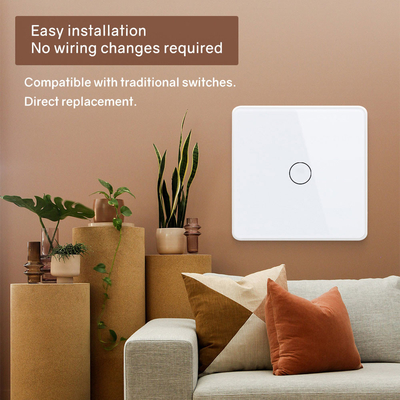 Glomarket Smart UE/Royaume-Uni 1-4Gang Wall Switch WIFI/Zigbee Panneau en verre Commutateur lumineux Tuya Commutateur intelligent avec Google Alexa