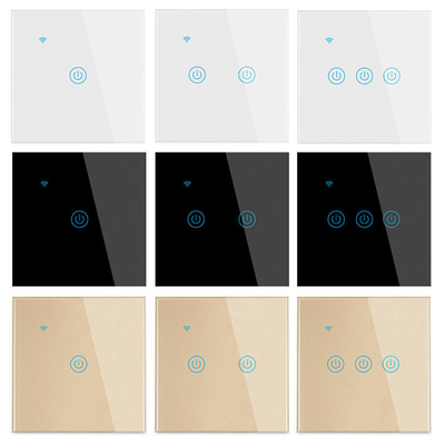 Glomarket UE 1/2/3/4 Gang Tuya Smart Switch Light Alexa Contrôle de la voix par le toucher Verre mur sans fil WiFi Commutateur électrique