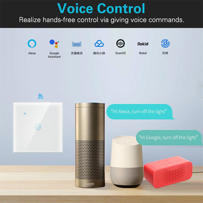 Glomarket UE 1/2/3/4 Gang Tuya Smart Switch Light Alexa Contrôle de la voix par le toucher Verre mur sans fil WiFi Commutateur électrique