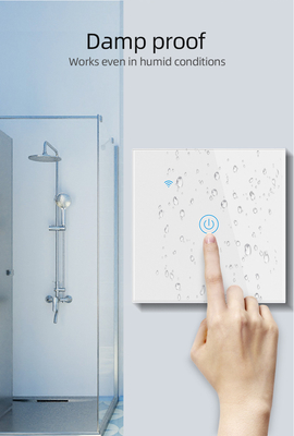 Glomarket UE 1/2/3/4 Gang Tuya Smart Switch Light Alexa Contrôle de la voix par le toucher Verre mur sans fil WiFi Commutateur électrique